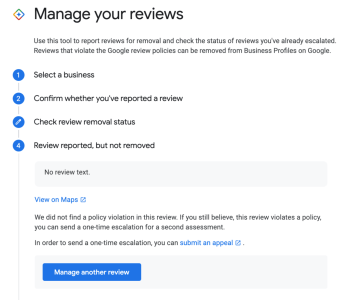 manage your reviews, step 3 - request a second assessment