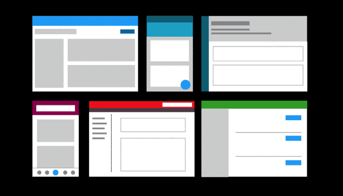web design standards, showing similarities in several designs